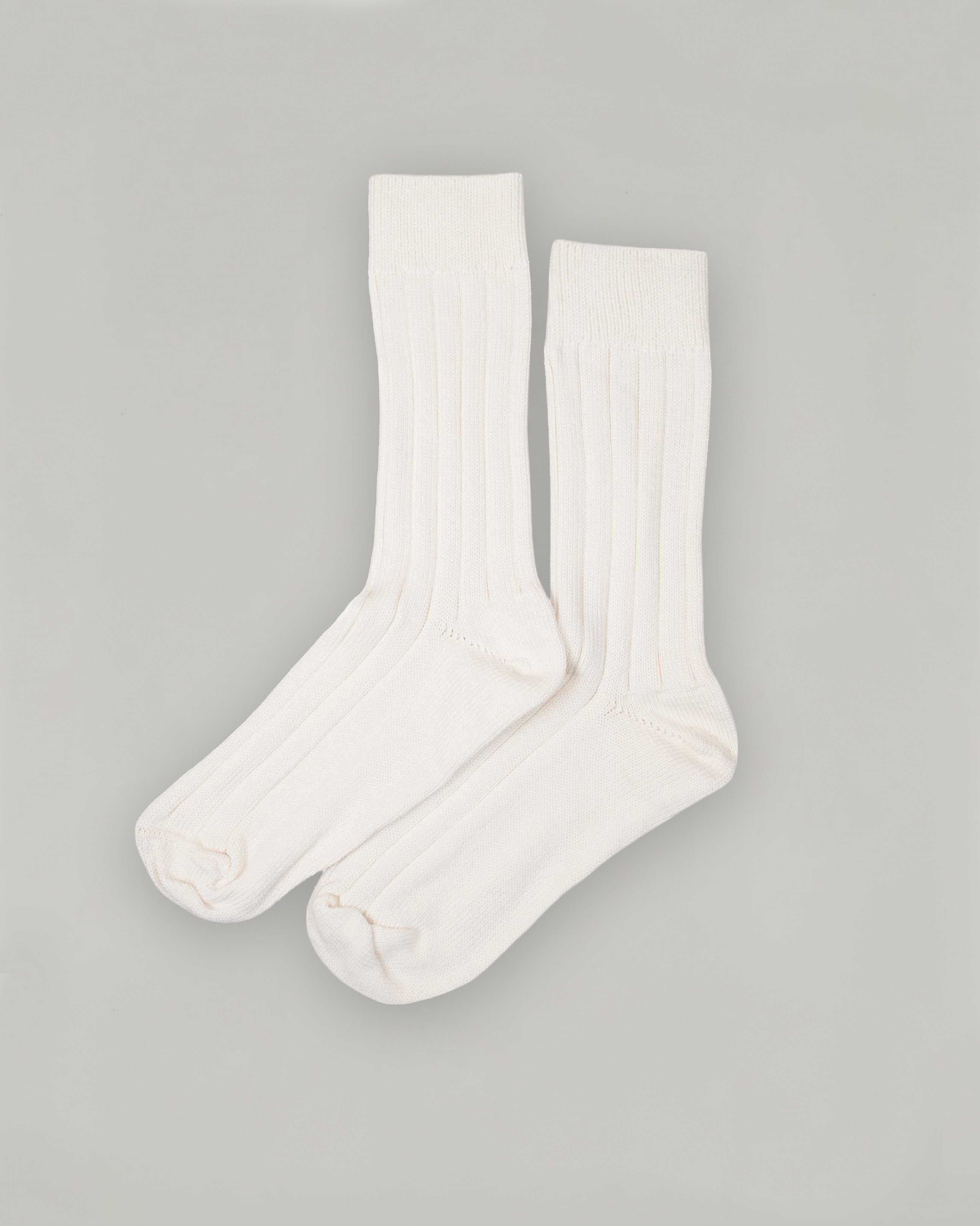 CHALK WHITE MERINO WOOL SOCKS