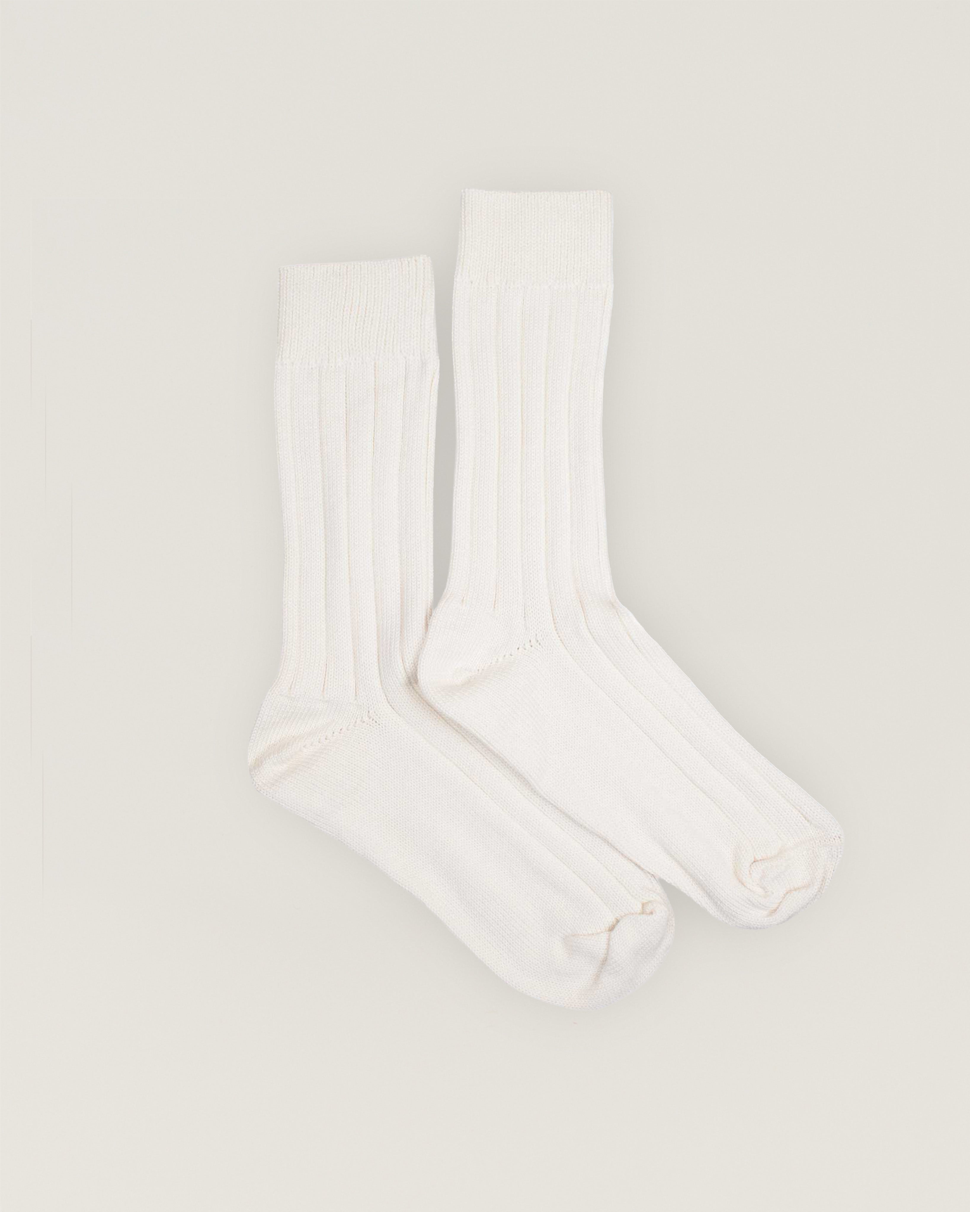 CHALK WHITE MERINO WOOL SOCKS