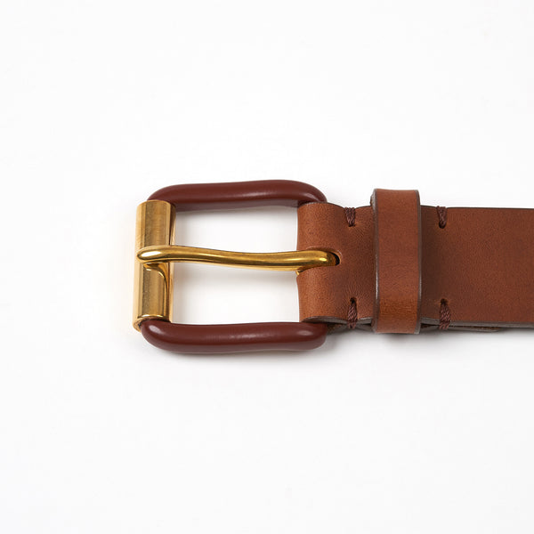 Awling Modernist exposed belt - Saddle Brown/ Brass