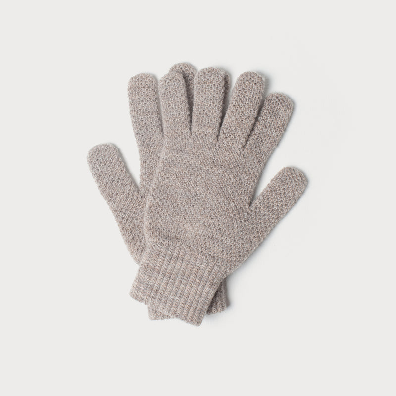 Mens Merino Wool Knitted Gloves (Fawn)