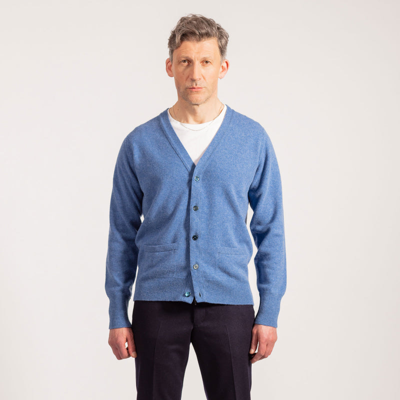 CLYDE BLUE LAMBSWOOL CARDIGAN